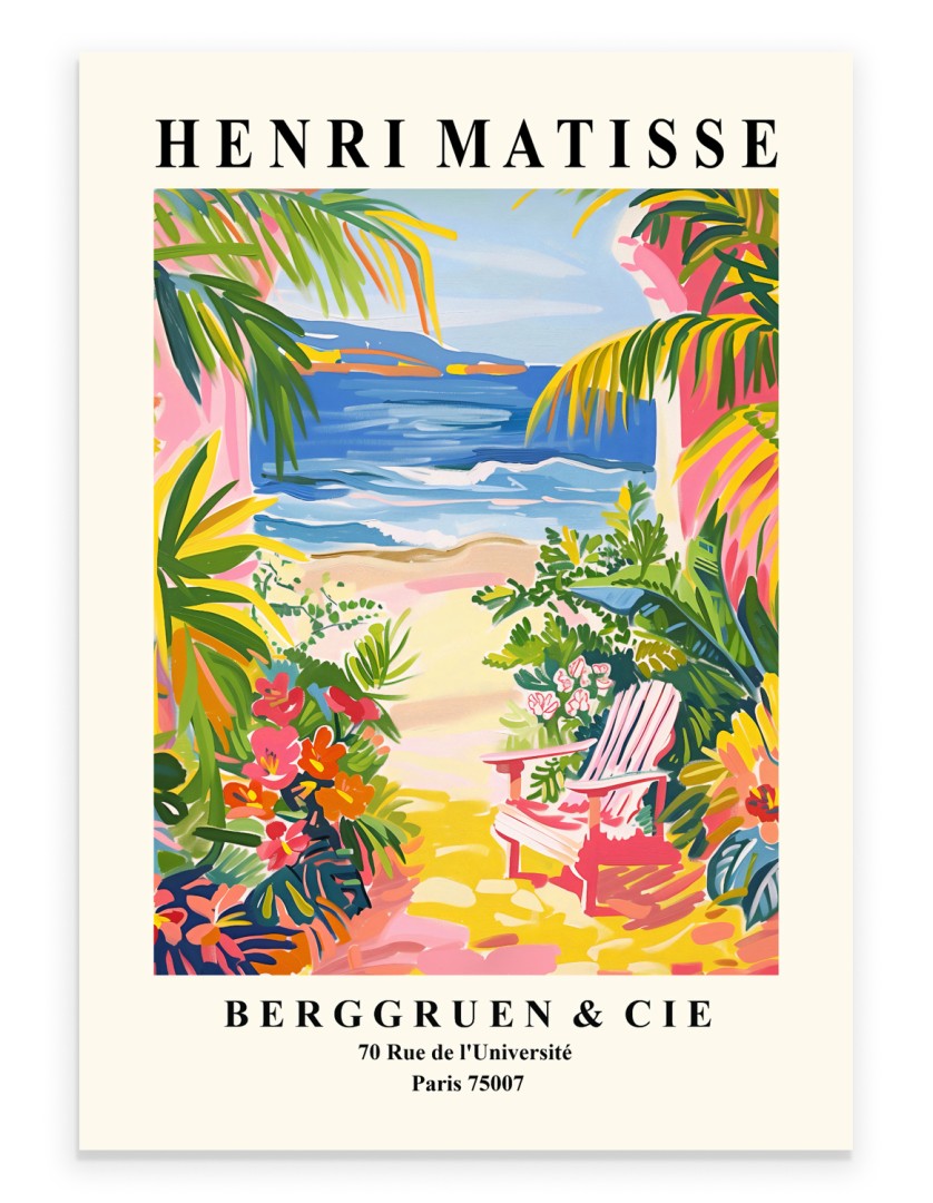 Matisse inspired seaside chair by ocean colorful art print