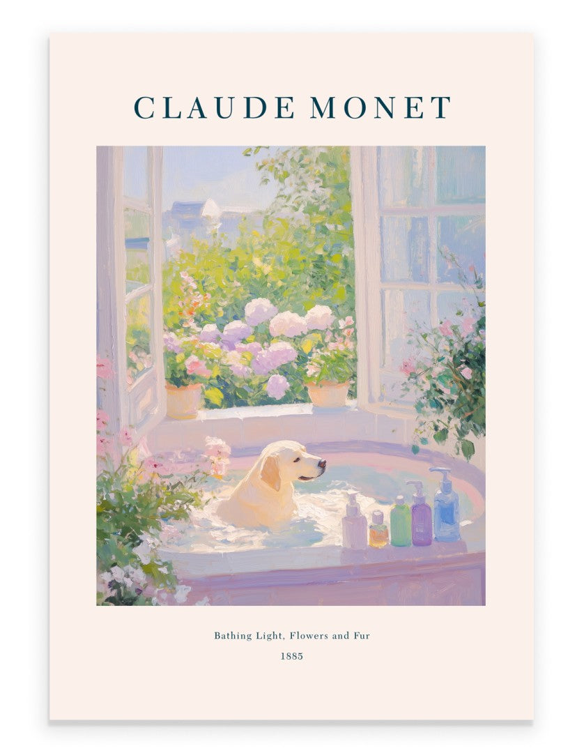Labrador bathroom art print in Monet inspired impressionist style