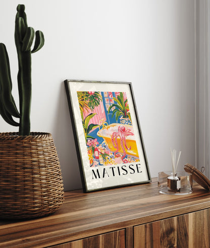 Whimsical octopus art surrounded by tropical foliage and bright colors.